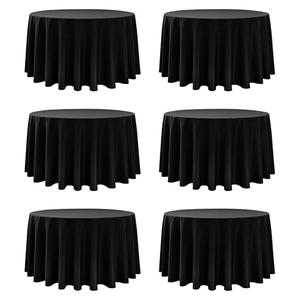 Dailyset 6-Pack Black Round Tablecloths, 120 Inches, Stain-Resistant Polyester for 5-6 Ft Round Tables - Washable Table Covers for Weddings, Banquets, Birthday Parties, Events