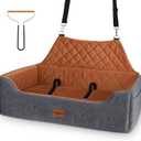Large Dog Car Seat for Medium/Large Dog Under 55 lbs - Elevated Booster Car Seat for 2 Small Dogs,Removable and Washable,Filling Memory Foam with Safety Leashs and 2 Pockets