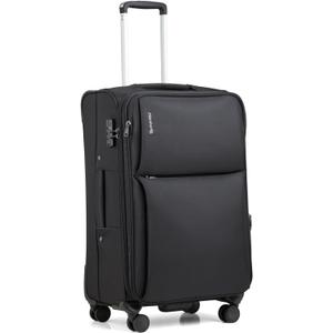 Hanke 24 Inch Luggage Expandable Softside Checked Suitcases with Spinner Wheels, Upright Rolling Luggage Suitcases Travel TSA Luggage Bag for Women Men(Black)