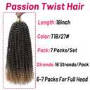 Dorsanee Ombre Honey Blonde Passion Twist Hair 18 Inch 7 Packs Water Wave Crochet Hair Long Bohemian Curly Braiding Hair for Butterfly Locs, Faux Locs, Boho Style Spring Twist Crochet Braids (T27#)