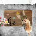 Artoid Mode Rabbit Bunny Flowers Hi Easter Doormat, Home Decor Low-Profile Switch Rug Door Mat Floor Mat for Indoor Outdoor 17x29 Inch