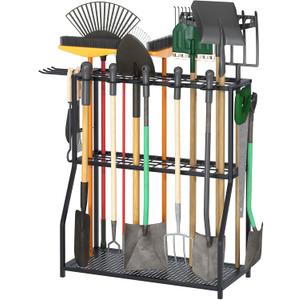 Organizer Yard Tool Storage Rack,Garden Organizer,Steel Yard Tool Racks To Store Long-Handled Tools,Tool Holder For Garden,Shed,Outdoor,Black (Small)