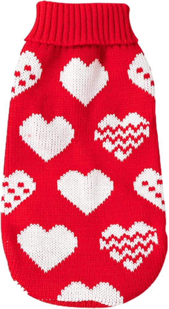 Soft Warm Dog Sweater for Small Dogs Girl Cat Printed Knitting Pattern Sweaters for Small Dogs Christmas Outdoor Red, Size 8 