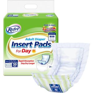 Refr Adult Diaper Insert Pads for Day - Unisex Booster Liners for Tabbed Briefs with Odor Control & Leak Protection - 450cc Absorbent Incontinence Pads, 8.3"x18.9" (39 Count)