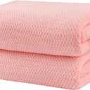 HOMEXCEL Bath Towels Pack of 2, (27 x 54 Inches) Microfiber Ultra Soft Highly Absorbent Bath Towel Set, Lightweight and Quick Drying Towels for Body, Sport, Yoga, SPA, Fitness, Pink