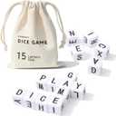 Crossword Dice Game, Word Game, 15 Large Letter Dice, Word Dice Game for Family Games, Travel & On-The-Go Fun