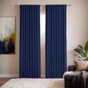 Room Darkening Curtains 72 Inches Long - 2 Pages Privacy Curtains for Living Room Bedroom Windows - Navy Blackout Curtain Rod Pocket with Hook for Track System