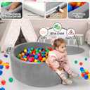 Foam Baby Ball Pit, 35.4"x 11.8" Ball Pits for Toddlers, Soft Round Kiddie Playpen Ball Pool for Kids with Soft Memory Sponge, Ideal Gift for Babies Indoor and Outdoor Game,Grey(Balls not Included)