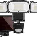 AmeriTop Solar Lights Outdoor, Super Bright 1600LM LED 6000K Solar Motion Sensor Lights with Wide Angle Illumination; 3 Adjustable Heads, IP65 Waterproof Outdoor Security Lighting (Black)