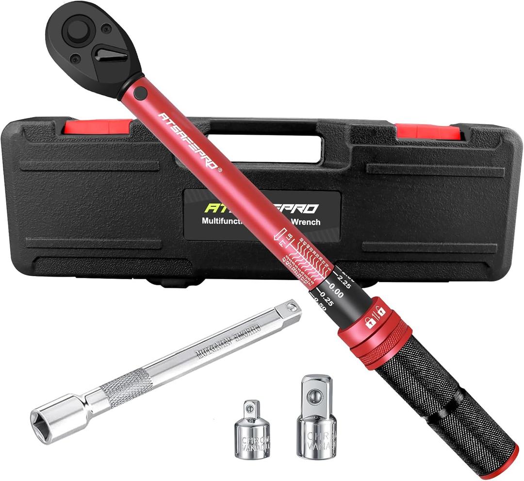 ATsafepro 3/8-Inch Drive Click Torque Wrench,Dual-Direction Adjustable,72-Tooth Dual Range Scales-5-50Ft-Lb/6.8-68Nm,Quick Release Ratchets
