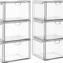 6 Pack Small Stackable Storage Drawers, Acrylic Bathroom Makeup Organizer, Plastic Storage Bins For Vanity, Under sink, Kitchen Cabinets, Pantry, Home Organization
