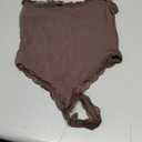 SUUKSESS Women Square Neck Lace Bodysuit Sleeveless Spaghetti Strap Tank Top (Medium, Brown)