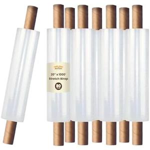 The Boxery 20" x 1000' -Cast Stretch Wrap with Handles – 80 Gauge Clear Film – Extended Core Hand Wrap for Smooth, Quiet, Heavy-Duty Wrapping
