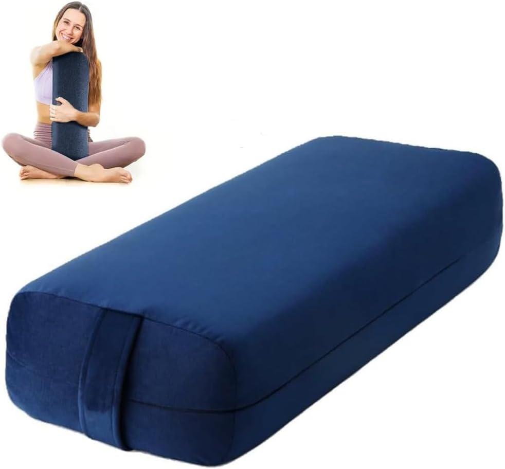 Yoga Bolster Pillow  Firm Rectangular Cushion for Restorative Yoga, Back & Hip Support, Meditation & Physical Therapy, Washable Cover with Carry Handle