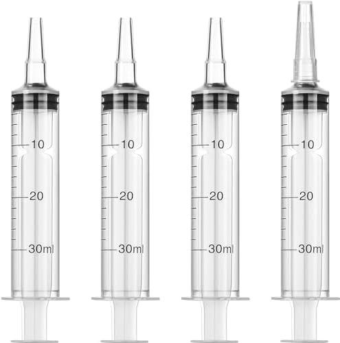 Frienda Large Plastic Syringe 4 Pack Measuring Syringe Tools Dispensing Multiple Uses (30 ml)