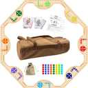 Solid Wood Marbles and Jokers Board Game: Versatile Family Entertainment for 2-8 Players, Featuring Interlocking Game Boards, Multiple Colors, Marbles, and Card Decks Ideal for Parties and Game Nights