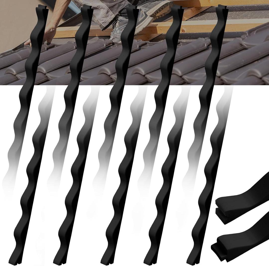 Maasechs 10 Pcs 3ft Long Foam Closure Strips for Corrugated Metal Roofing Foam Panels Weatherproof Roof Sealing Strips for Summer Roof Maintenance Repair(Wavy,Black)