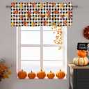 Kitchen Cafe Valance Curtain for Small Windows,Thanksgiving Farm Harvest Rod Pocket Blackout Curtains,Fall Maple Leaves on Buffalo Plaid Darkening Window Treatment for Living Room Bedroom Bathroom (54"W x 18"L (Pack of 1), Multi Color)