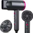 Ionic Hair Dryer with Diffuser, Powerful 1800W Blow Dryer for Women & Men, Fast-Drying Hair Dryer with Nozzle for Home, Salon, Travel (Dark Gray)