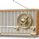 YOWGUIF AM FM Radio Classic Retro Wood Table Radio Bluetooth Speakers Radios Plug-in Wall with Rotary Knob Great for Home, Office