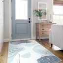 Seavish 3'x5' Small Blue Living Room Rug, Soft Kids Boho Nursery Rugs, Modern Abstract Distressed Leaf Faux Wool Carpet Rug for Playroom Bedroom Entry Office Dining Room Entryway
