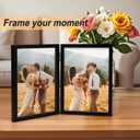 AEVETE 5x7 Picture Frames Double Hinged Wood Folding Photo Frames Vertical with Plexiglass Front, Black