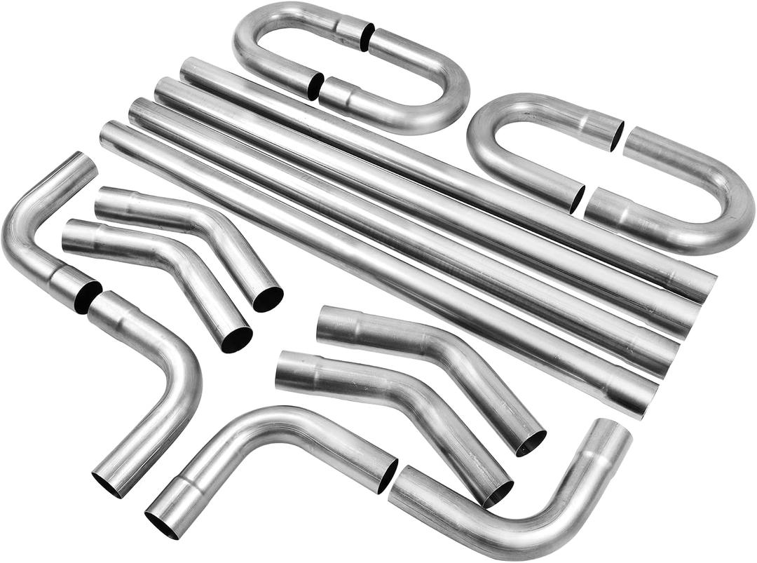 3'' Custom Exhaust Kit Universal Mild Steel 16 Gauge Tubing Mandrel Bend Pipe Straight & U-Bend (16PCS, 2 Packs)