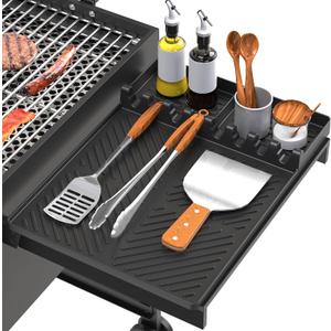 Silicone Grill Mat Compatible with Blackstone, Silicone Griddle Tools with Drip Pad, Spatula Mat for Outdoor Grill Kitchen Counter (Black)