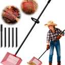 Chicken Poop Scooper with 12" Wide Heavy Duty Litter Shovel and Adjustable 2573" Steel Handle, Multi-Section Detachable Pole Poop Rake for Easy Chicken Coop Cleaning, Durable Metal Accessories