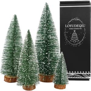 Desktop Miniature Pine Tree Tabletop Christmas Tree Small Pine Tree Decor Christmas Tree Toppers (Green 4pcs)
