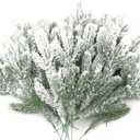 30 Pcs Snow Frosted Pine Branches 11.3 Inch Artificial Flocked Picks for Christmas Tree Filler, Snowy Stems Winter Spray Tree Sprigs for DIY Crafts Garland Wreath Holiday Decor