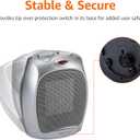 Amazon Basics Ceramic Space Heater, Portable Indoor Heating Solution, With Overheat and Tip-Over Protection, Thermostat, Non-Oscillating, 1500W, Fast Heating, 7.52"D x 6.34"W x 9.45"H, Silver