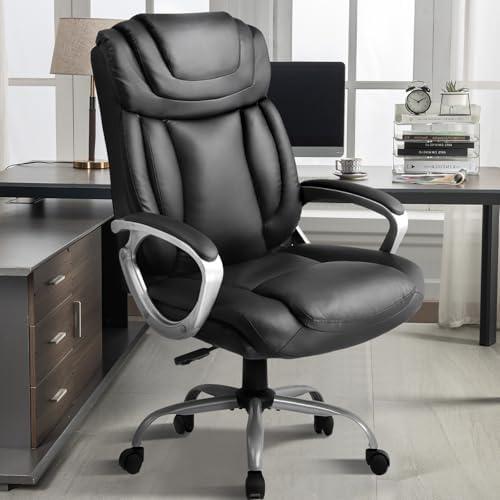 COMHOMA Ergonomic Office Chair Home Office Desk Chairs Comfy Back Support PU Leather Executive Office Chair with Wheels Headrest Padded Armrests Height Adjustable Tilt Swivel Rolling Reclining Seat