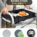 FANGSUN Walker Tray for Folding Walker 2.0 Upgraded Detachable Tray for Walkers with Extended Straps & Cup Holder, Fits Standard Folding Walkers with Side Bars, Mobility Accessory for Seniors