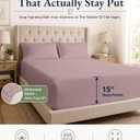 LANE LINEN Twin XL Fitted Sheet, 100% Organic Cotton 2-Piece Set (1 Fitted Sheet, 1 Pillowcase), Percale Weave, Bottom Sheet, Soft, Breathable, Fits Mattress Upto 15" Deep - Lilac (No Flat Sheet)