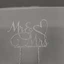 Mr and Mrs Cake Topper Decoration For Bride and Groom Sign Wedding/Engagement , Silver Glitter Acrylic
