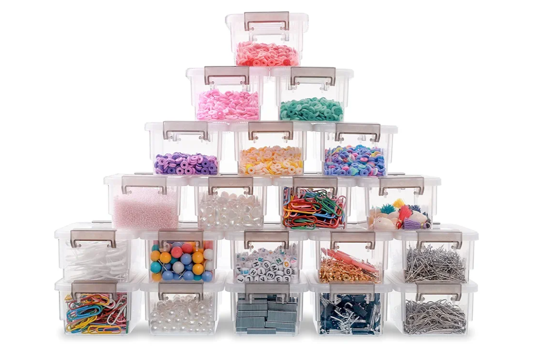Citylife 20 Packs Plastic Bead Organizers Clear Storage Containers with Lids for Craft Storage Small Storage Box, 3.7 x 2.8 x 1.8 Inches