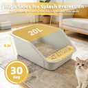 Large Cat Litter Box with High Sides,Cat Litter Pan for Indoor Big Cats,Open Top High Wall Kitty Litter Box with Low Entry for Kitten & Senior Cat,Easy to Clean,Anti-Splashing (Grey & Yellow)