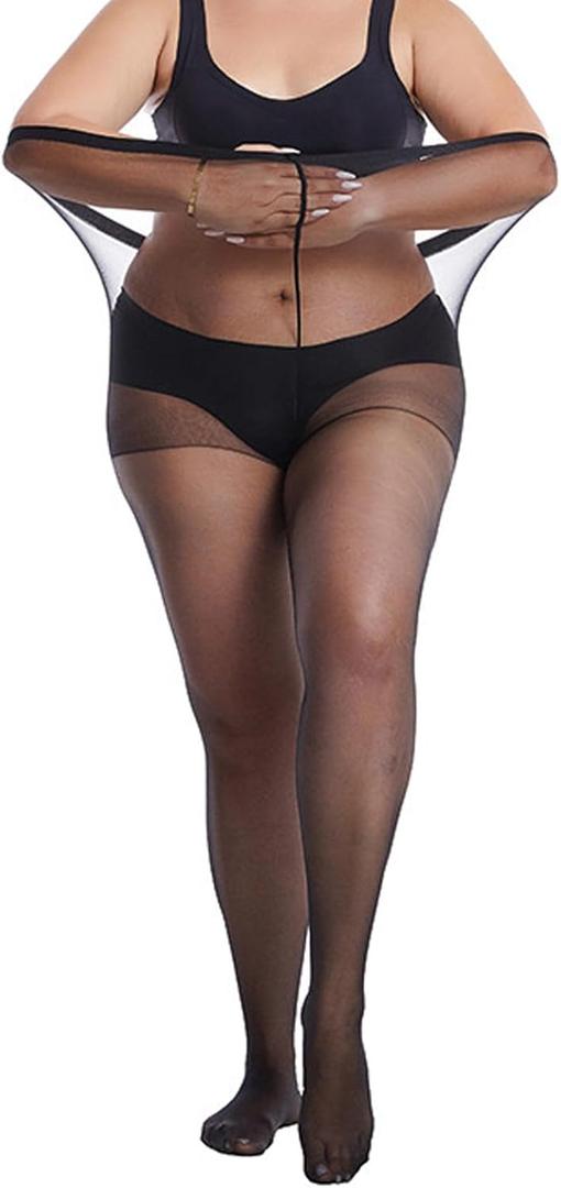 Plus Size Sheer Pantyhose for Women Sheer Tights 20D Ultra Thin High Waist Stockings