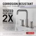 Delta Faucet Nicoli Widespread Bathroom Faucet Brushed Nickel, Bathroom Faucet 3 Hole, Bathroom Sink Faucet, Drain Assembly, Stainless 35849LF-SS