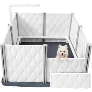 Senneny Extra Tall Whelping Box - Dog Pen with Whelping Pad, Lamp Holder - Supplies for Large, Medium, Small Dogs & Puppies (White, 1-Room(48" L x 48" W x 24" H))