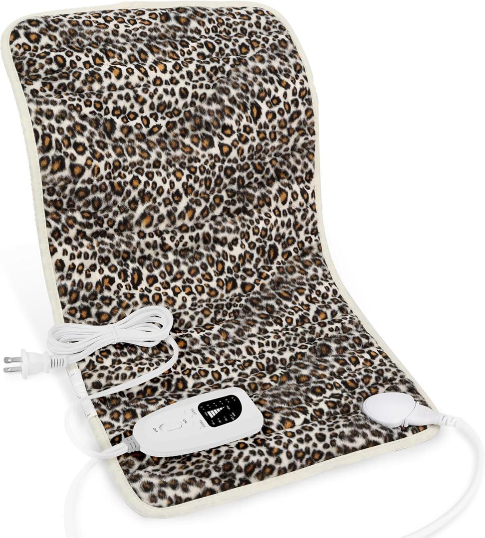 Deepsoon Heating Pad,Electric Heating Pads for Back,Neck,Abdomen,Moist Heating Pad for Shoulder,Knee,Arms,Legs,Dry/Moist Heat & Auto Shut Off,Christmas Gifts for Men and Women,Leopard Print, 24x12 Inch