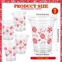 Honeydak 50 Pcs Christmas Cups 12 oz Christmas Candy Cane Plastic Cups Clear Winter Disposable Glasses Xmas Theme Drinking Glasses for Home Xmas Winter Holiday Party Favors Kitchen Supplies Decoration