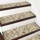 COSY HOMEER-Stair-Treads-for-Wooden-Steps Washable Indoor Stair Treads Non Slip 8" X 30" Soft Stair Carpet Treads Reusable Peel and Stick Stair Runner Rug for Kids, Elders and Pets 15pcs (Taupe/Brown)