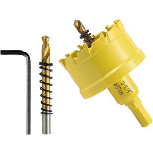 4PCS Carbide Hole Saw Kit for Metal,2-1/4''(57MM) TCT Hole Saw Set with Titanium-Plated Upgrade Pilot Drill bits for Stainless Steel,Hard Metal,Wood, Plastic,Iron