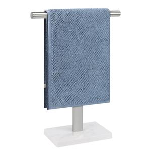 BathAce Hand Towel Holder, T-Shape Hand Towel Stand for Bathroom, Hand Towel Rack Bar Standing for Vanity Kitchen Countertop, 304 Stainless Steel (Marble Base, Brushed)