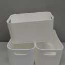 STORi Plastic Storage Bins, Set of 3 White Organizers, Pantry Storage Containers, Home Organization Must Haves for Kitchen, Laundry, Office, Closet, 10" x 6" Made in USA