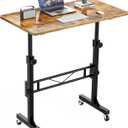 Standing Desk, 32 Inch Portable Small Desk Adjustable Height, Rustic | Rolling Home Office Desks with Wheels, Sit Stand Desk for Bedroom Walking Pad Home Office Small Space