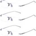 TERAISE Rimless Reading Glasses Comfortable Lightweight Frameless Reader 3 Pack Men and Women Blue Light Blocking Computer Eyeglasses, Grey (1.5X)