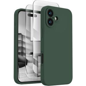 FireNova Designed for iPhone 16 Case, Silicone Upgraded [Camera Protection] Phone Case with [2 Screen Protectors], Soft Anti-Scratch Microfiber Lining Inside, 6.1 inch, Alpine Green